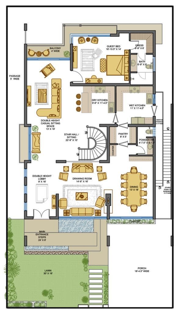 2d House Plan Of 1 Kanal House Plans Mansion Building - vrogue.co